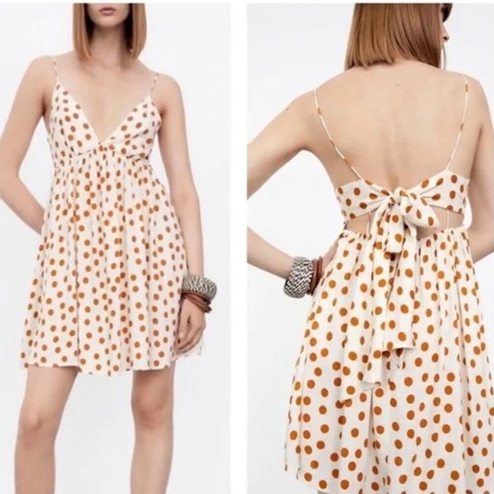Zara Womens Small Polka Dot Tank Mini Dress Sundress Romantic Dainty Vacation